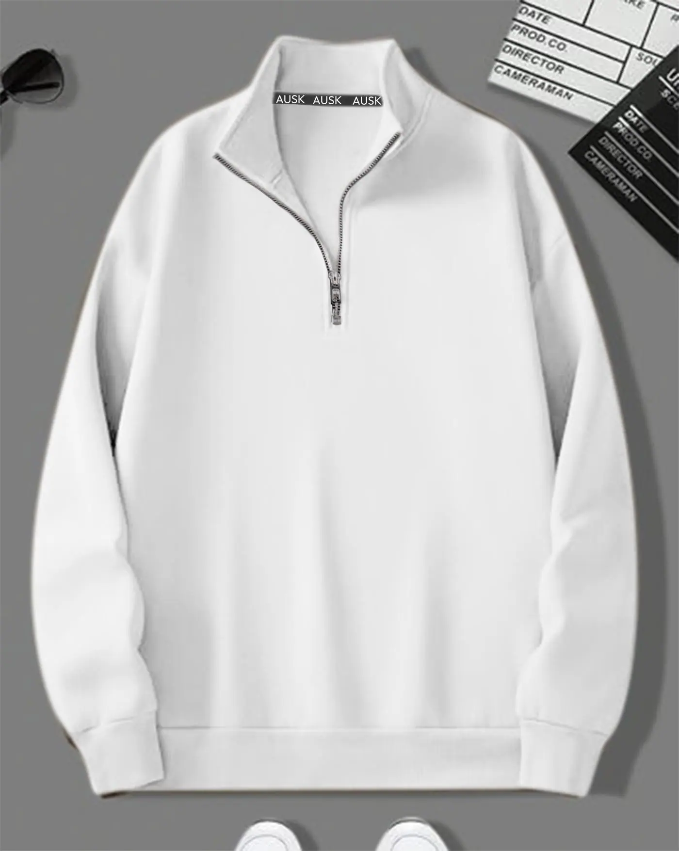 Buy Ausk Solid Turtle Neck Zipper Full Sleeve Sweatshirt For Men