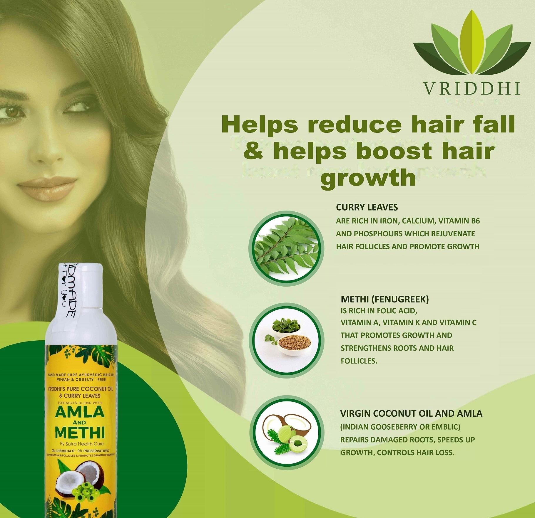 Vriddhi Amla Hair Oil with Methi, Curry Leaves, Reduce Hair Fall,  Rejuvenate Hair Follicles, 100ML - JioMart