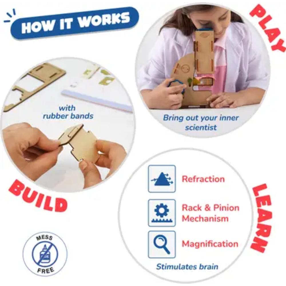 Buy NoddyHuB DIY Microscope Kit | 100x Zoom STEM Toy | Science
