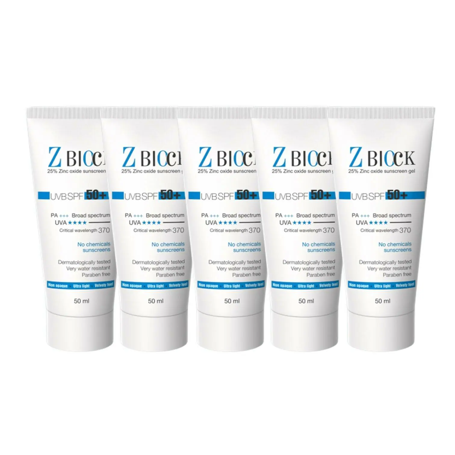 Buy Z-Block 25% Zinc Oxide Sunscreen Gel (50ML) : Pack of 5 Online