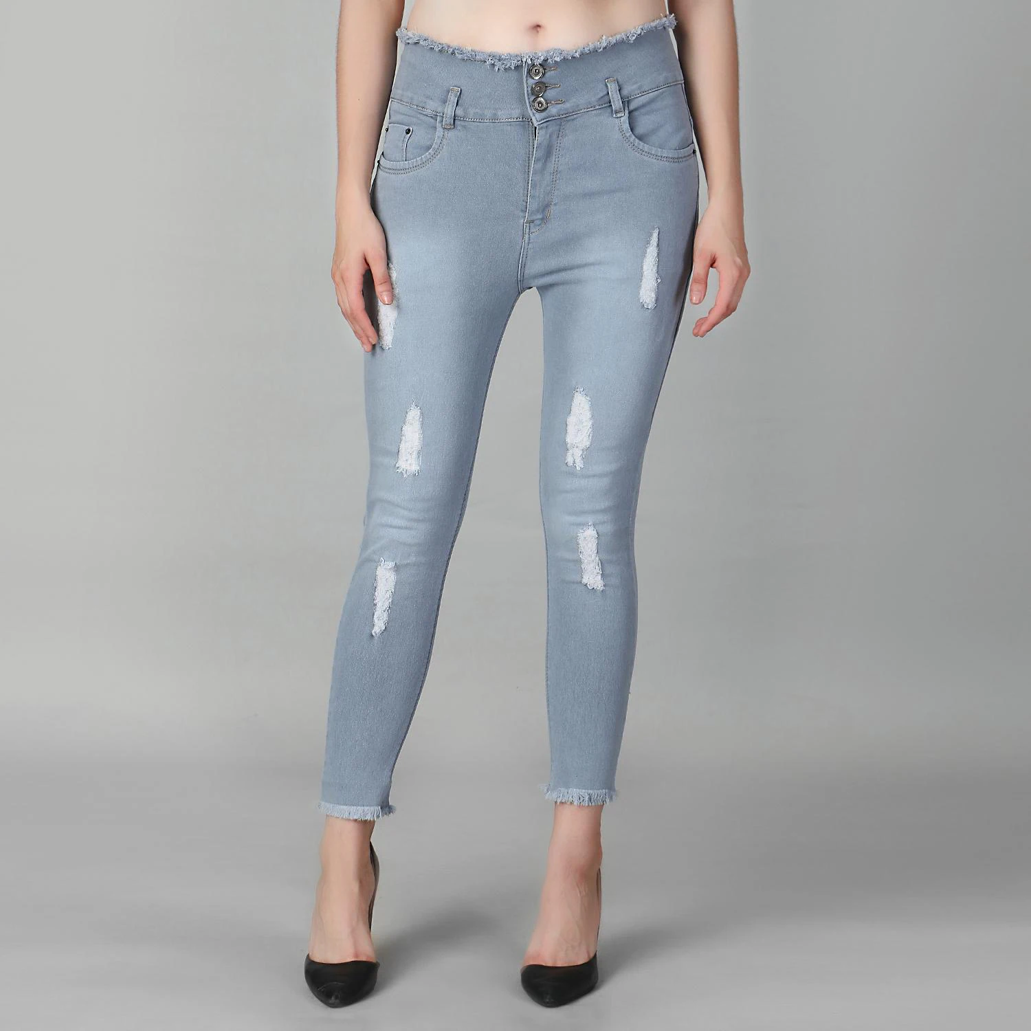 Buy Glossia Fashion Blue Ripped Jeans For Women High Waist Ankle Length  Skinny Stretchable Denim Online at Best Prices in India - JioMart.
