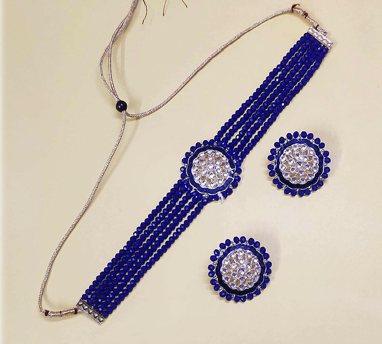 Buy Total Fashion 18k Gold Plated Blue Traditional Floral