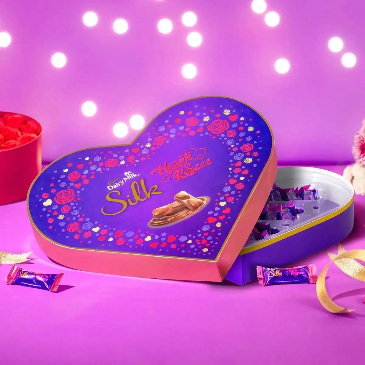 Cadbury Dairy Milk Silk Hearts and Roses Valentine Heart Shaped ...