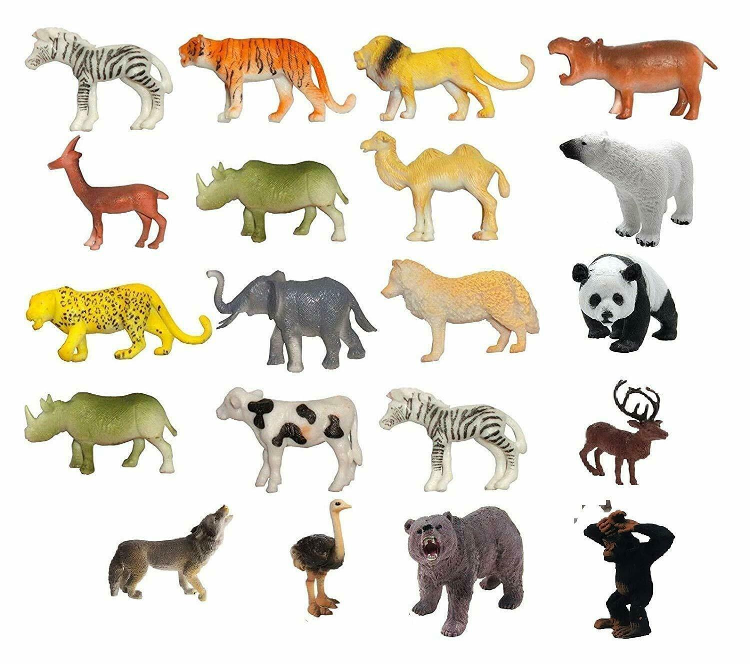 Enorme Small Size Wild Safari Zoo African Jungle Animals Plastic ToysSet  for Kids -20 Piece - JioMart