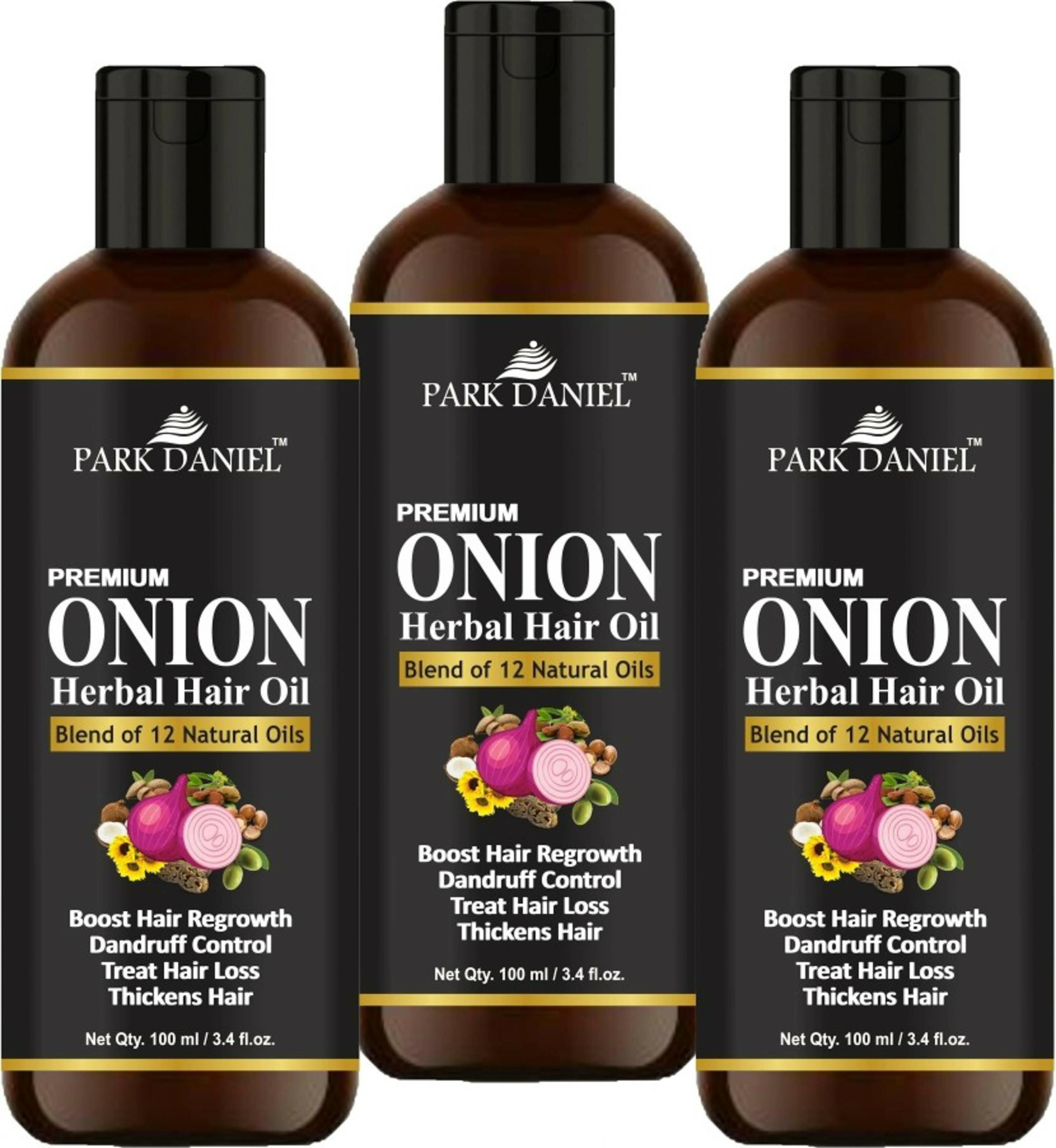 Park Daniel Onion Herbal Hair Oil For Hair Regrowth And Anti Hair Fall, 100  Ml Each (Pack Of 3) - JioMart