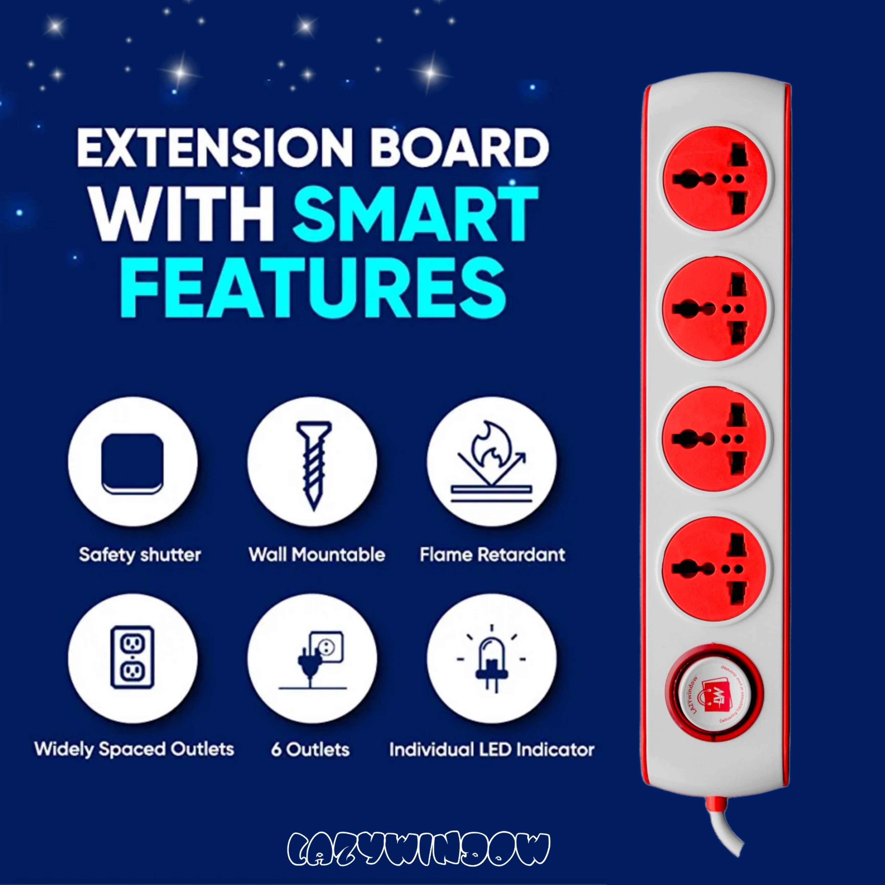 Buy LAZYwindow Premium Extension Board 4+1 Round Switch with 230cm
