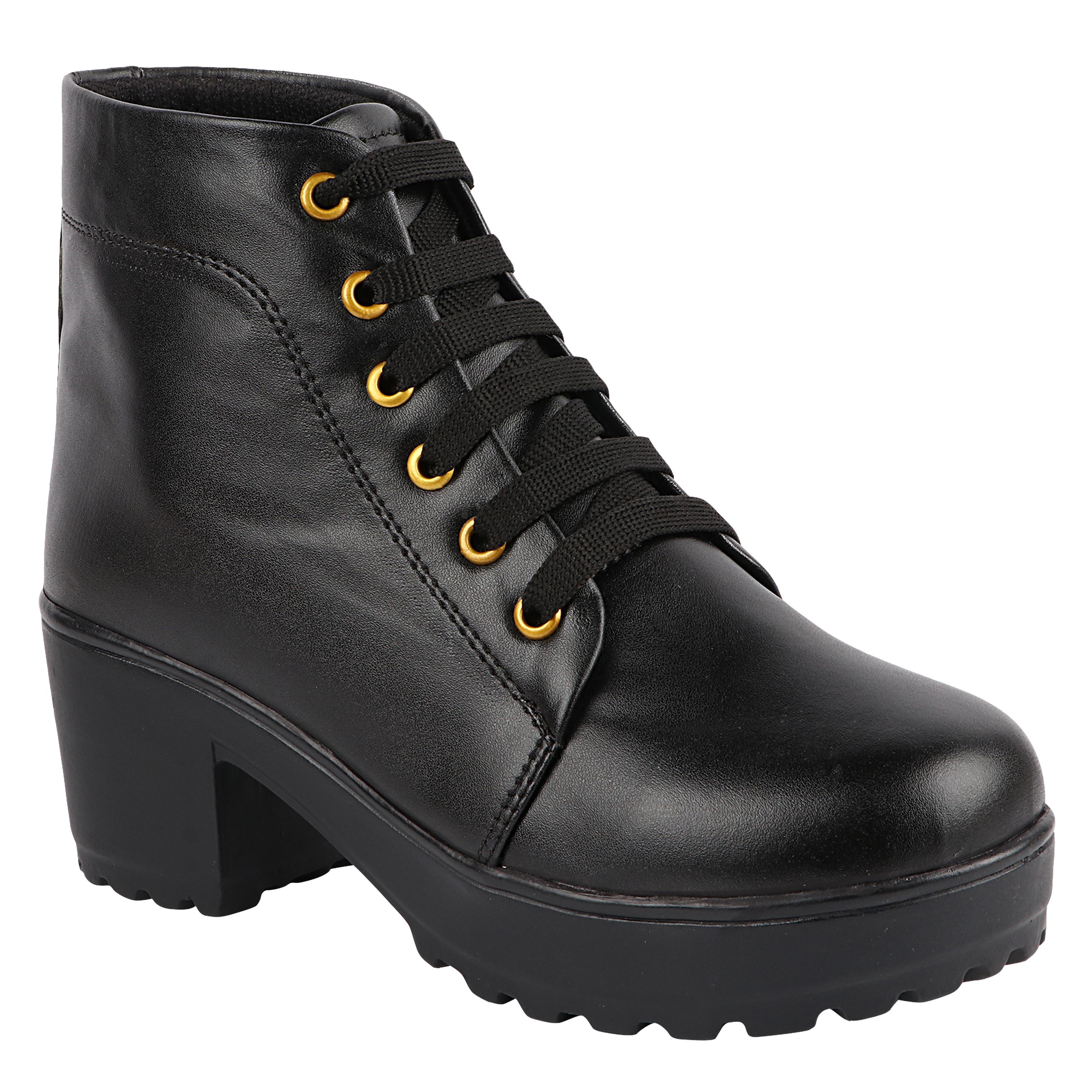 Shoetopia Womens Girls Black Heeled Boots Jiomart