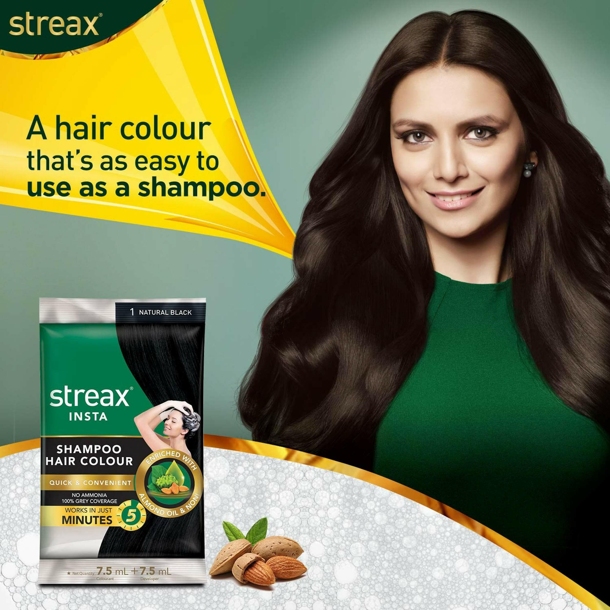 Streax Natural Black Shampoo Hair Colour For Men And Women, 15 Ml (Pack Of  10) - JioMart