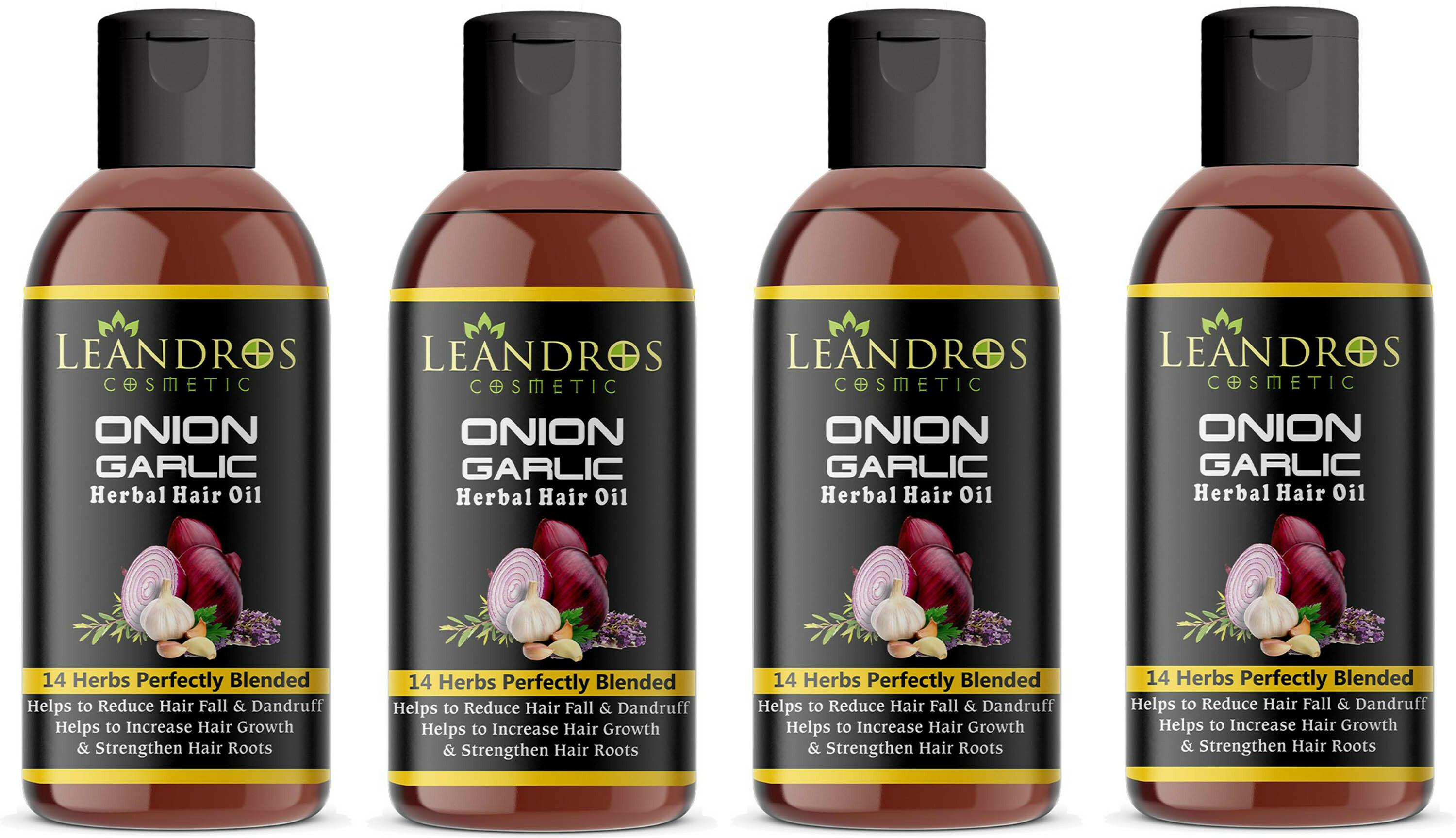 Leandros Onion Garlic Oil 14 Herbs Perfectly Blended, 100 Ml Each (Pack Of  4) - JioMart